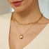 Gold Oval Charm Necklace